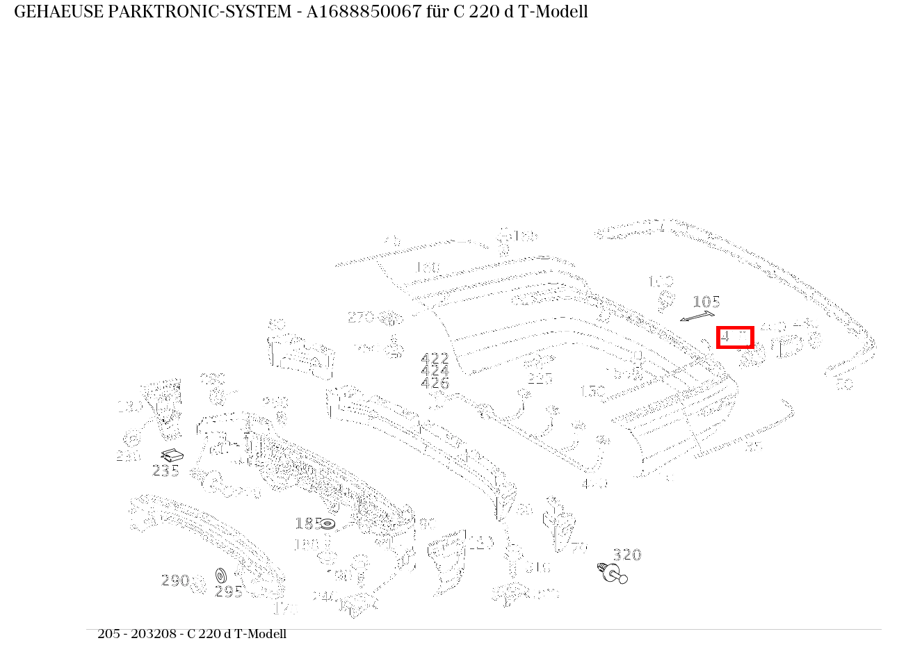 Gehäuse PARKTRONIC-SYSTEM C 220 d T-Modell 205