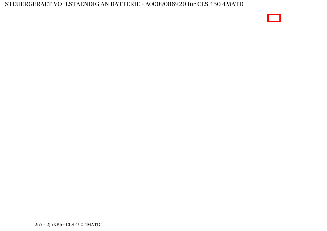 Steuergerät vollständig AN BATTERIE CLS 450 4MATIC 257 Steuergerät vollständig AN BATTERIE CLS 450 4MATIC 257