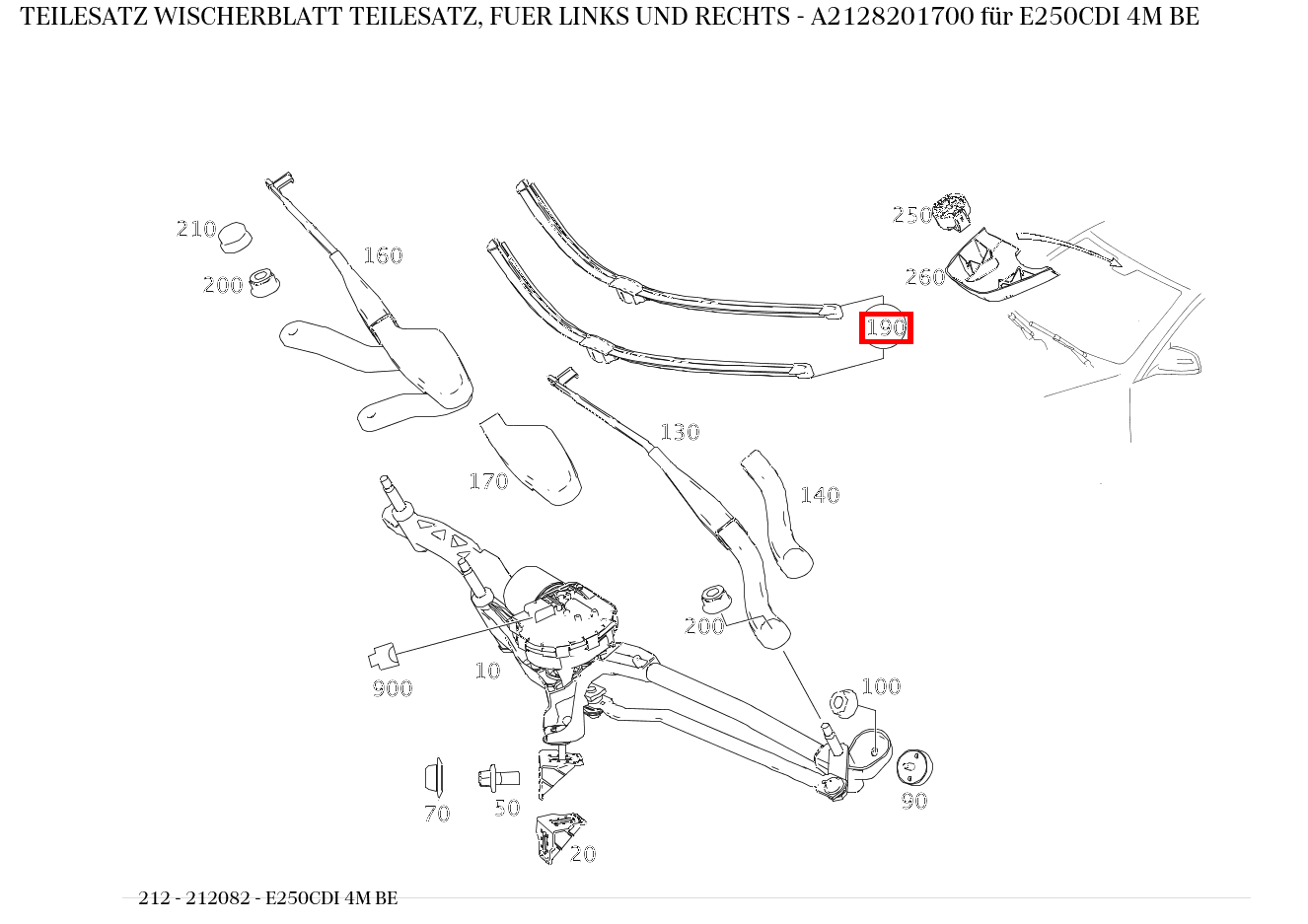 Teilesatz Wischerblatt TEILESATZ, FUER LINKS UND RECHTS E250CDI 4M BE 212 Teilesatz Wischerblatt TEILESATZ, FUER LINKS UND RECHTS E250CDI 4M BE 212
