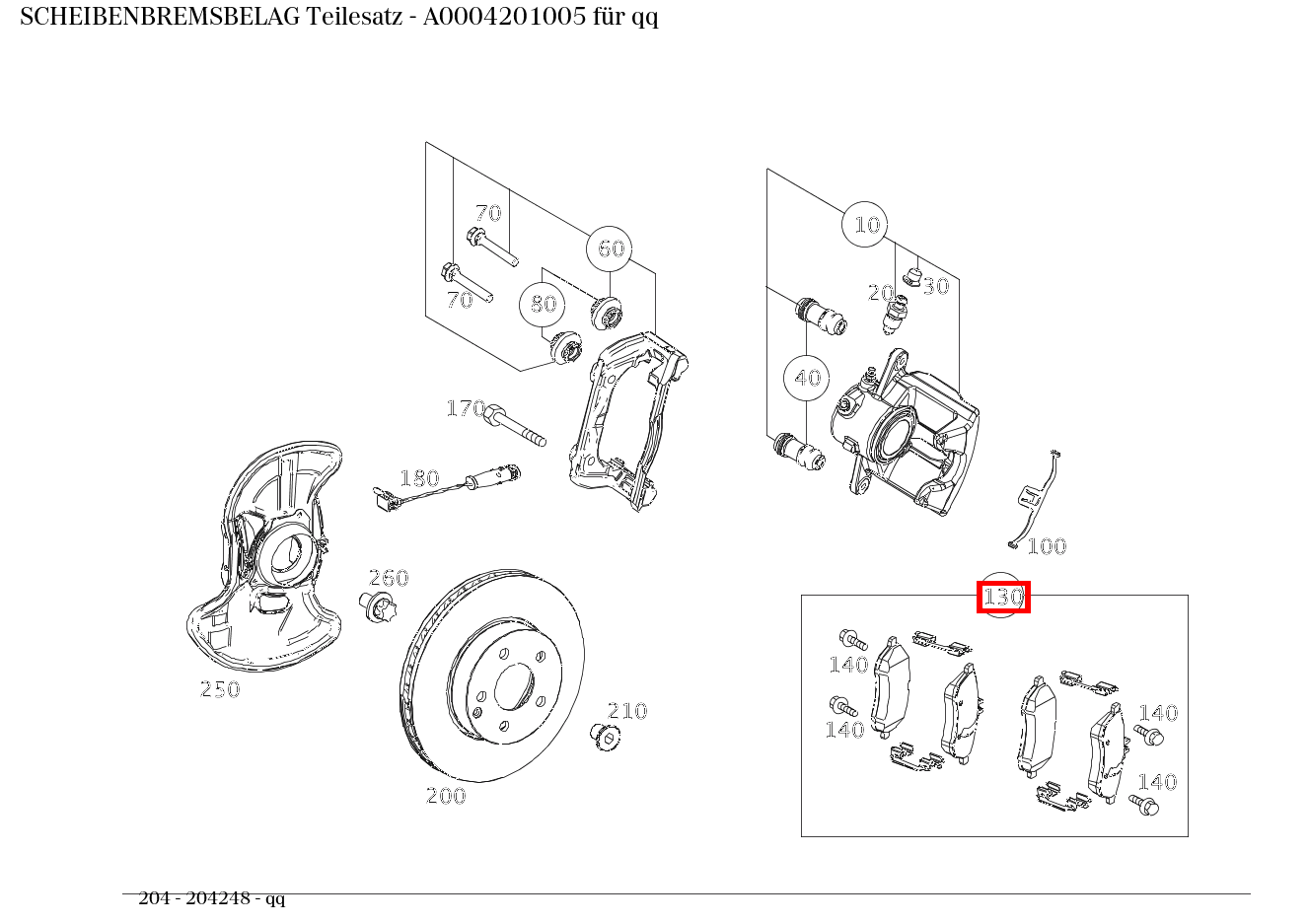 Scheibenbremsbelag Teilesatz qq 204