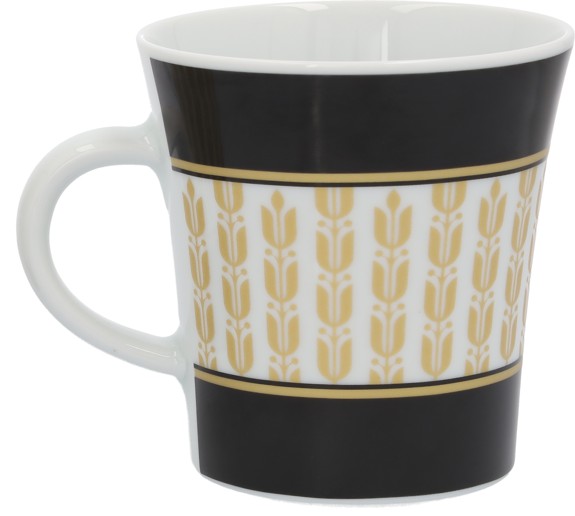 Kaffeebecher, 300 ml schwarz / weiß / goldfarben, Porzellan, 300 ml