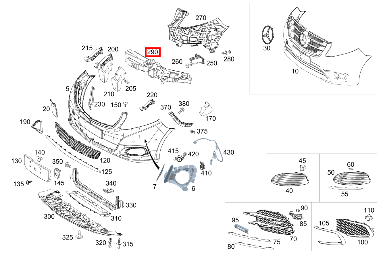 Pralldämpfer Stoßfänger vorn rechts V 220 d EDITION Kompakt 460