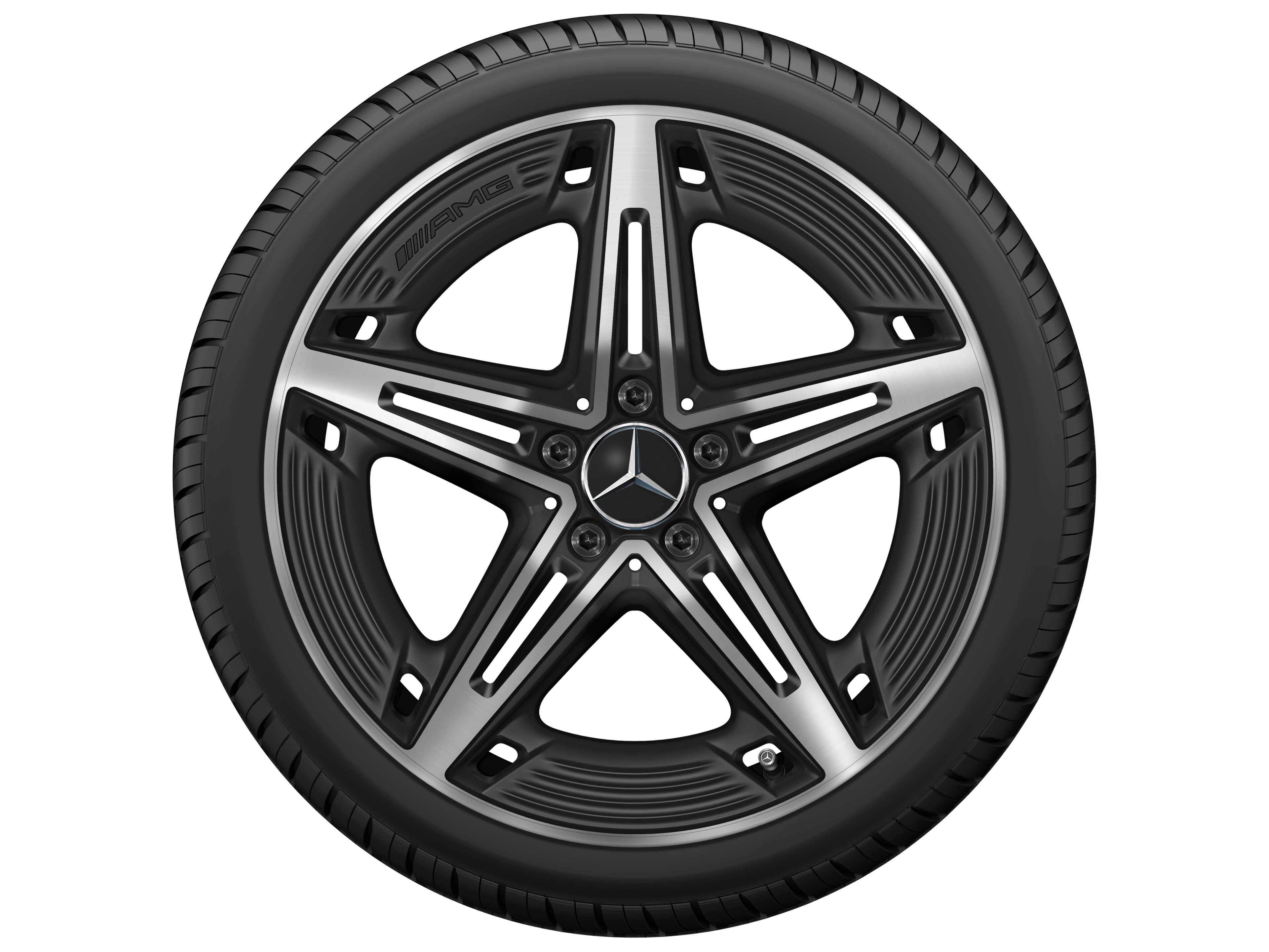 AMG 5-Speichen-Rad, 19 Zoll, 8,5 J x 19 ET 55,2, schwarz matt, glanzgedreht