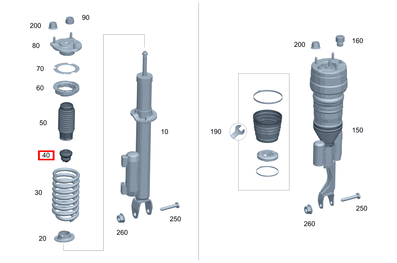 Anschlagpuffer Stossd. Links und rechts E 300 Cabriolet 253