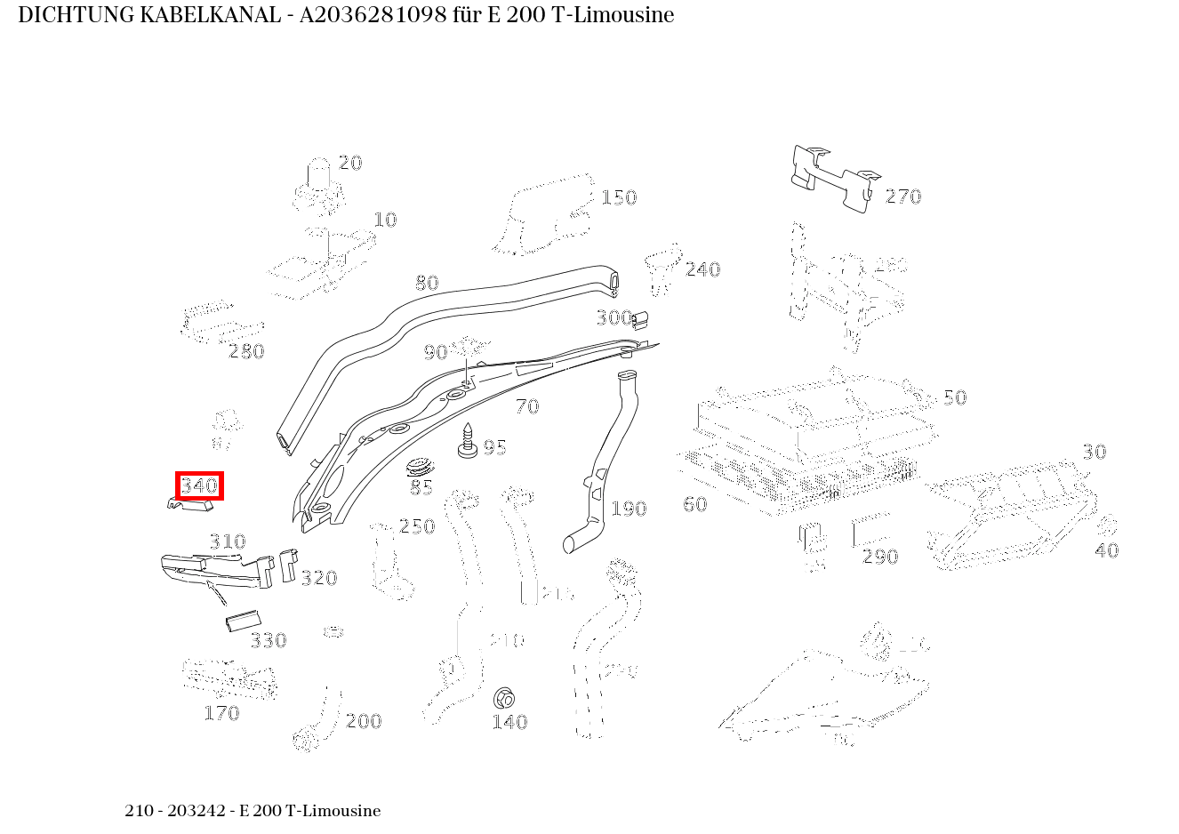 ABDICHTUNG KABELKANAL E 200 T-Limousine 210