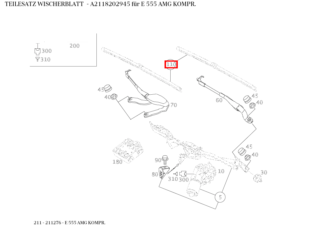 Teilesatz Wischerblatt E 555 AMG KOMPR. 211