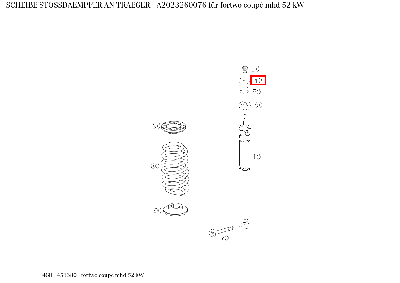 Scheibe STOSSDAEMPFER AN TRAEGER fortwo coupé mhd 52 kW 460 Scheibe STOSSDAEMPFER AN TRAEGER fortwo coupé mhd 52 kW 460