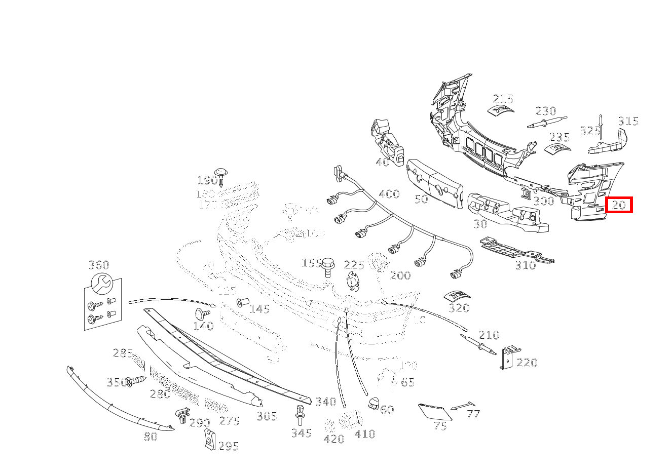 Rahmen Stoßfänger vorn CLK 55 AMG Cabriolet 209