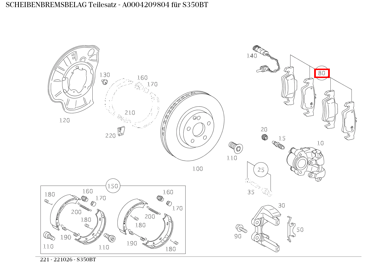 Scheibenbremsbelag Teilesatz S350BT 221 Scheibenbremsbelag Teilesatz S350BT 221