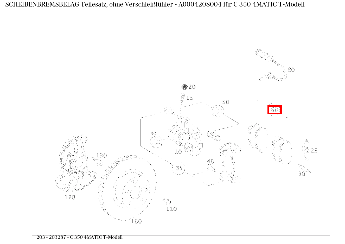 Scheibenbremsbelag Teilesatz, ohne Verschleißfühler C 350 4MATIC T-Modell 203