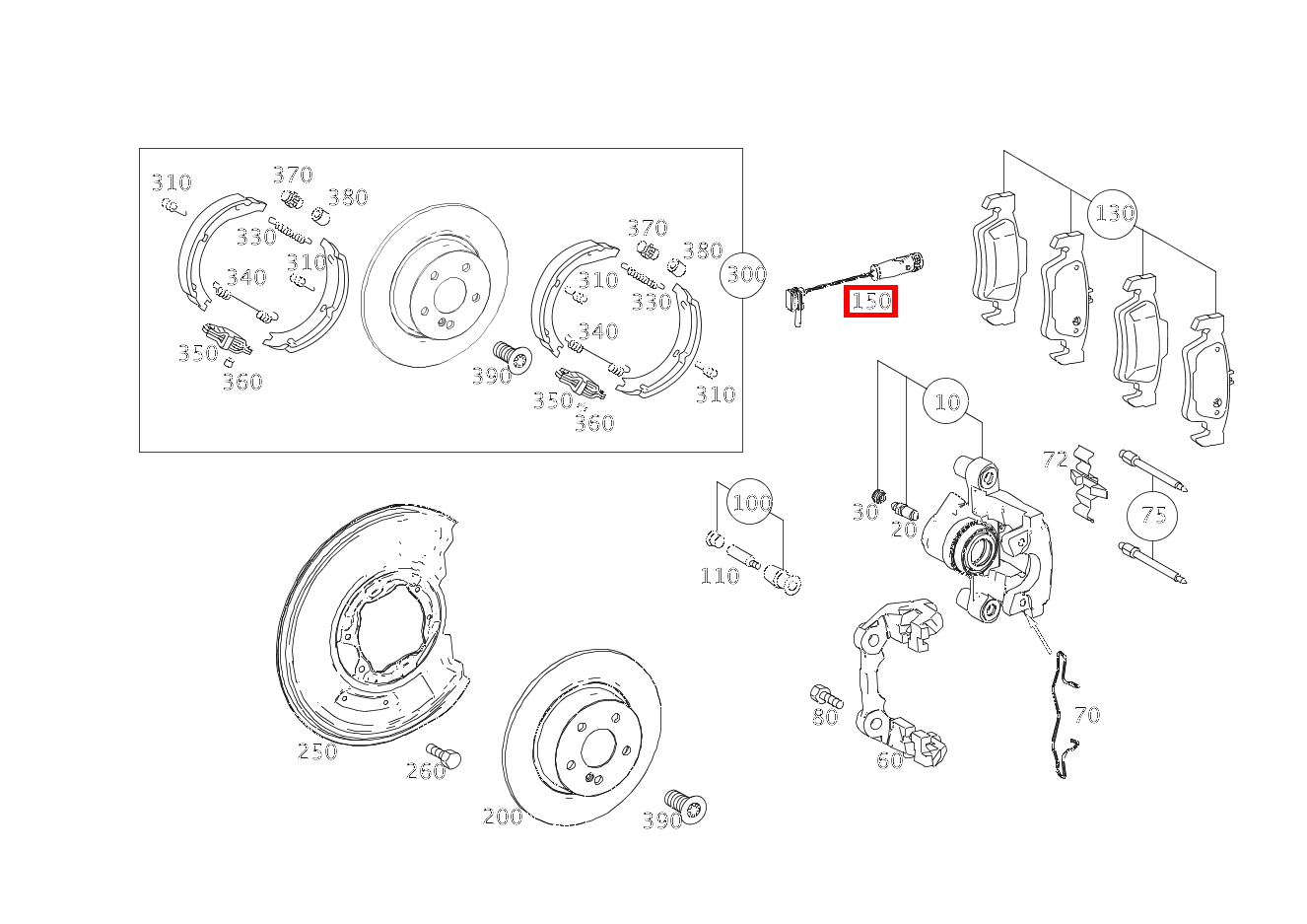 Belagverschleisssensor BREMSBELAGVERSCHLEISSANZEIGE E 350 4MATIC Limousine BCA 212
