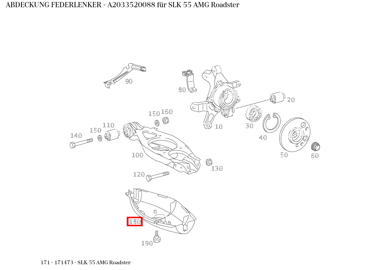 Abdeckung FEDERLENKER SLK 55 AMG Roadster 171