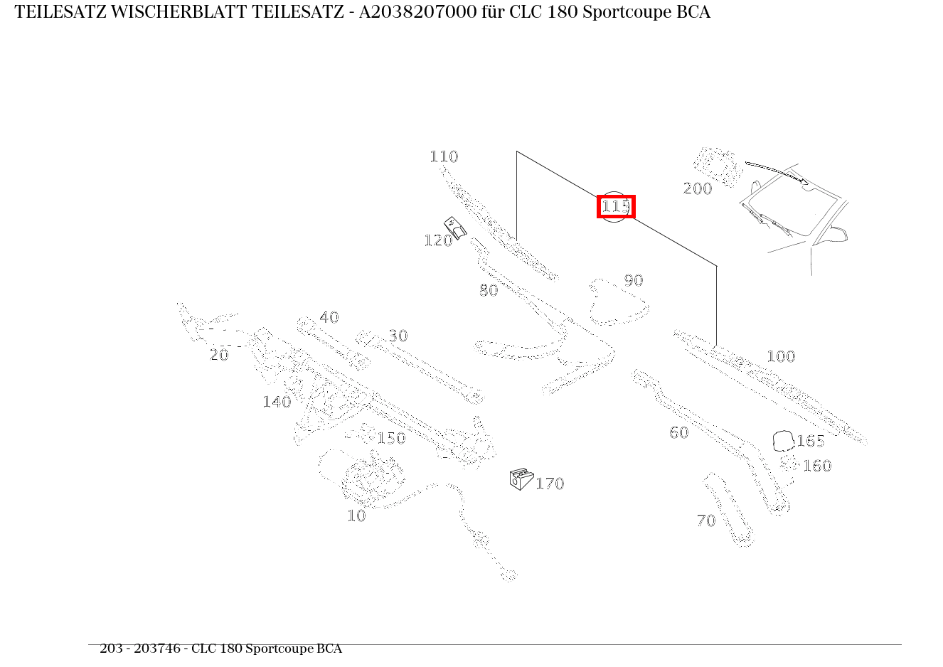Teilesatz Wischerblatt TEILESATZ CLC 180 Sportcoupe BCA 203