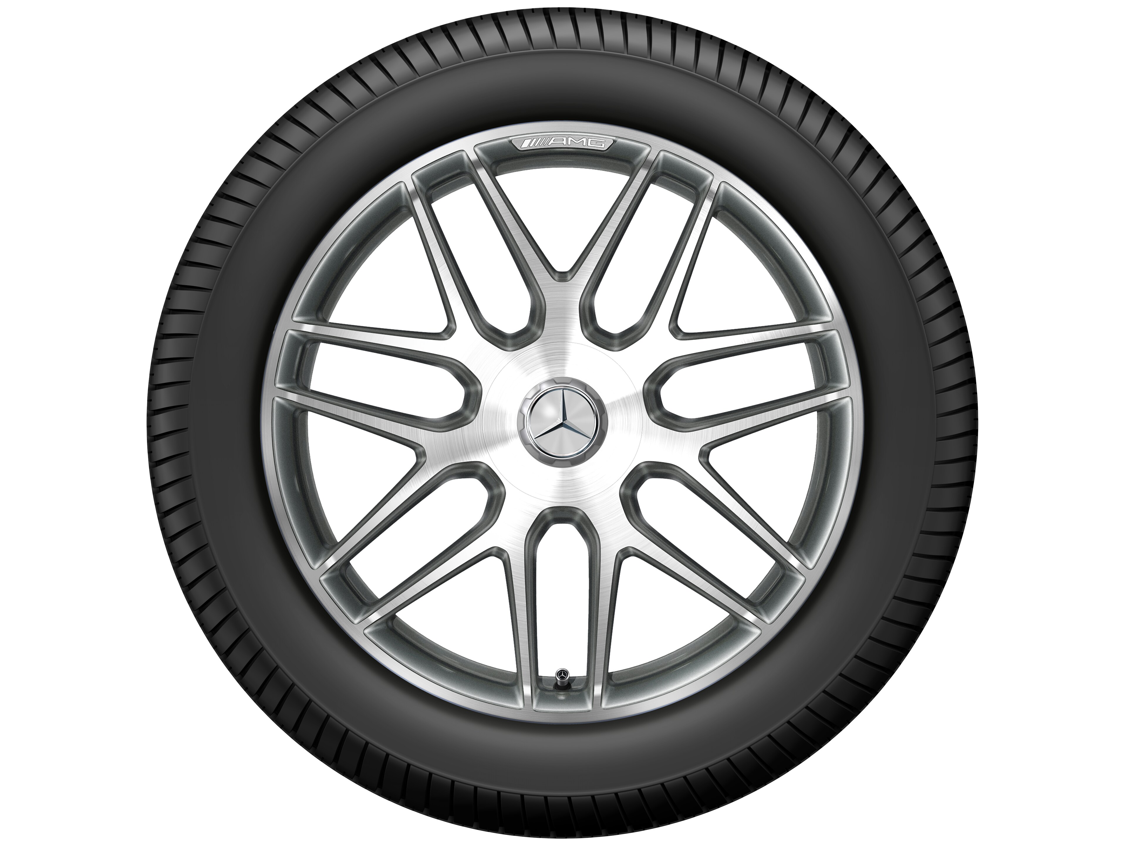 AMG Schmiederad im Kreuzspeichen-Design, 50,8 cm (20 Zoll), glanzgedreht 9,5 J x 20 ET 25, titangrau