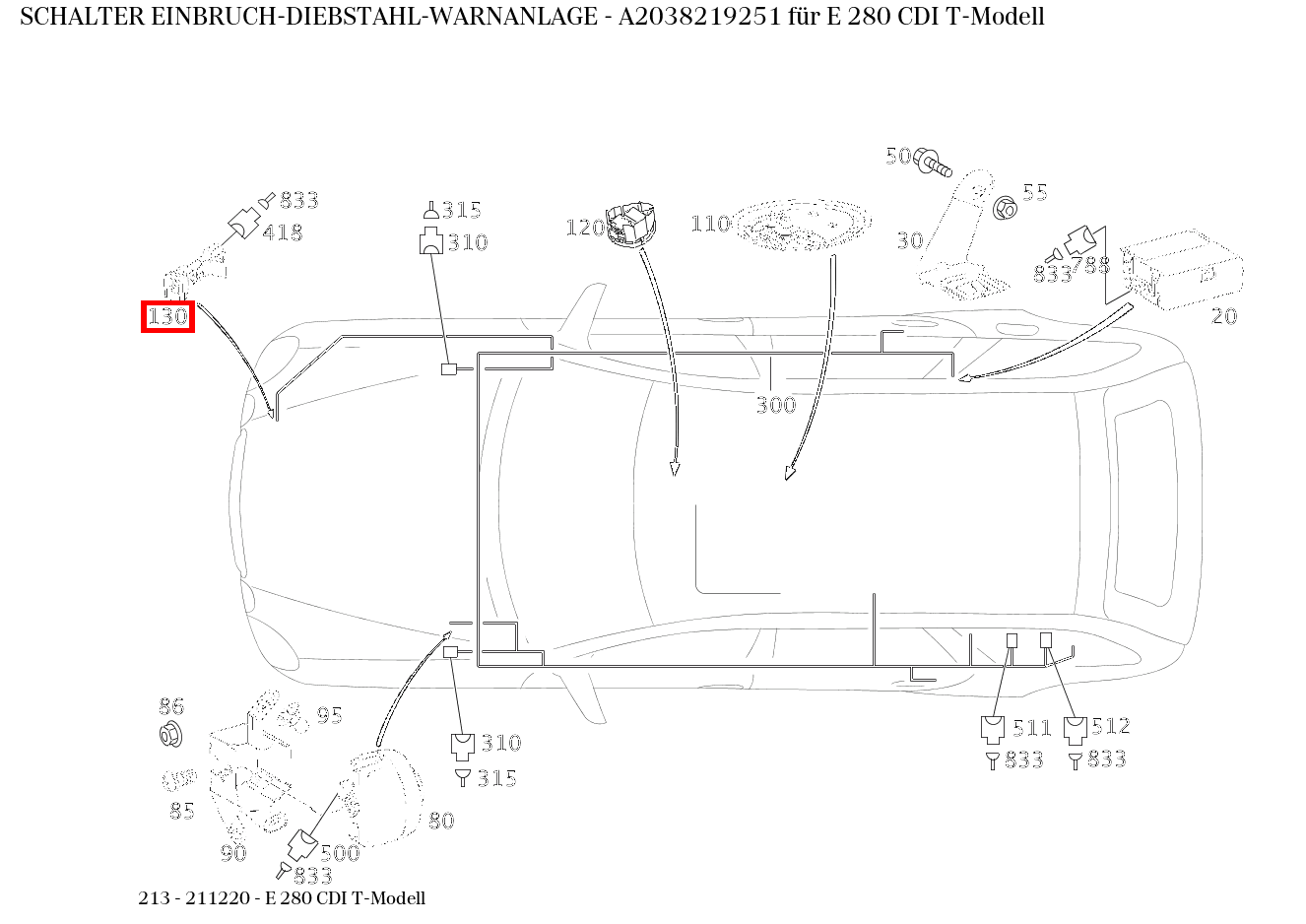 Schalter EINBRUCH-DIEBSTAHL-WARNANLAGE E 280 CDI T-Modell 213 Schalter EINBRUCH-DIEBSTAHL-WARNANLAGE E 280 CDI T-Modell 213