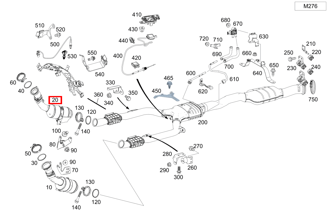 Abgasleitung Vorn rechts Mercedes-AMG C 43 4MATIC Cabriolet 205