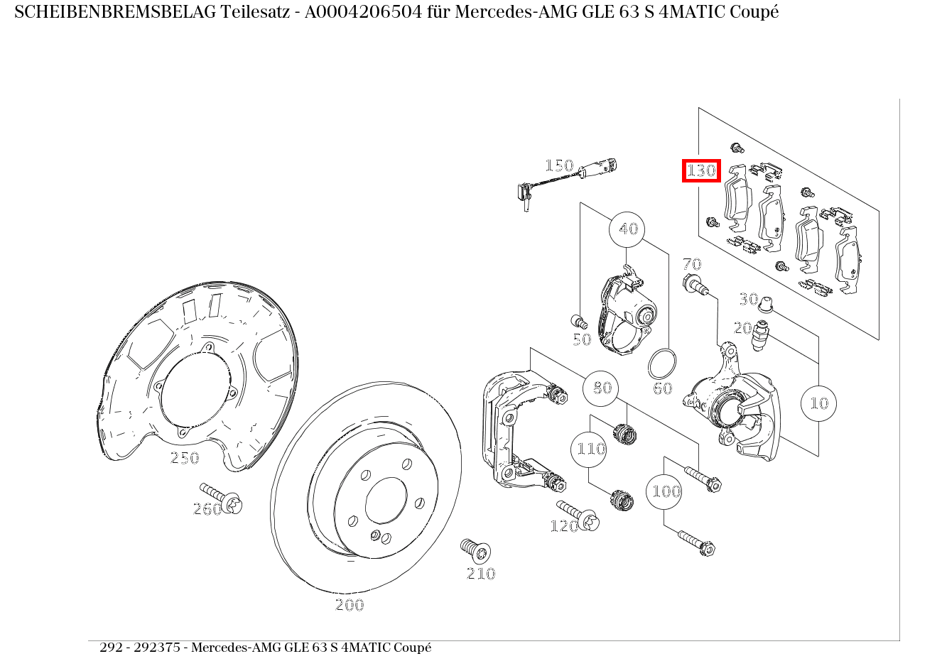 Scheibenbremsbelag Teilesatz Mercedes-AMG GLE 63 S 4MATIC Coupé 292 Scheibenbremsbelag Teilesatz Mercedes-AMG GLE 63 S 4MATIC Coupé 292