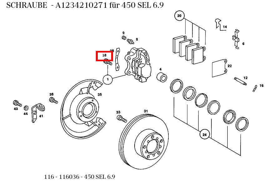 Schraube 450 SEL 6.9 116 Schraube 450 SEL 6.9 116