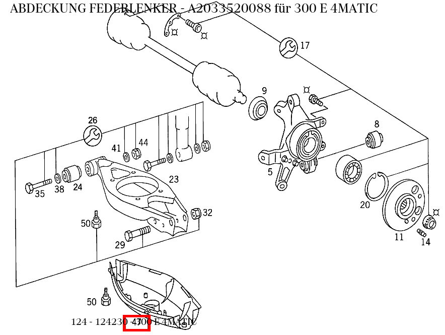 Abdeckung FEDERLENKER 300 E 4MATIC 124