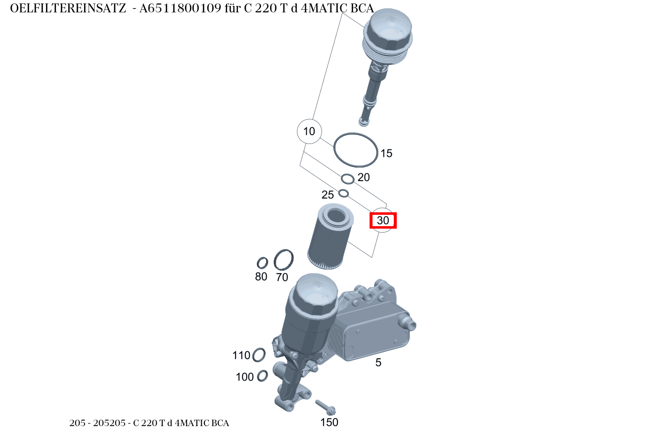 Ölfiltereinsatz C 220 T d 4MATIC BCA 205 Ölfiltereinsatz C 220 T d 4MATIC BCA 205