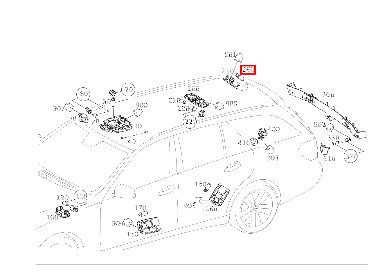 Glühlampe LADERAUMLEUCHTE; 12V-6W E 220 CDI T-Modell 253 Glühlampe LADERAUMLEUCHTE; 12V-6W E 220 CDI T-Modell 253
