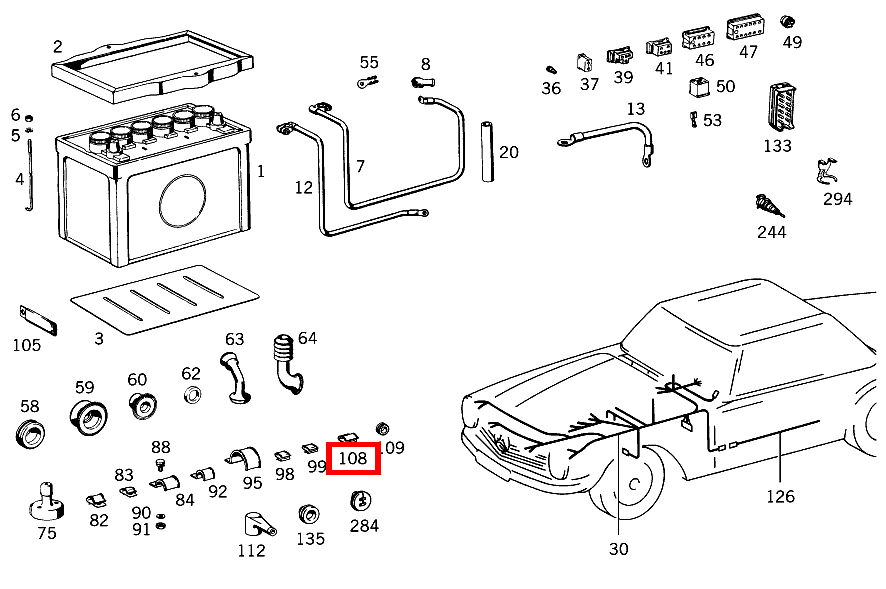 Klammer HAUPTLEITUNGSSATZ AN INSTRUMENTENTAFEL-UNTERTEIL SL 280 113