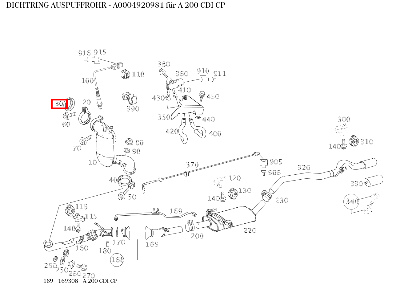 Dichtring AUSPUFFROHR A 200 CDI CP 169