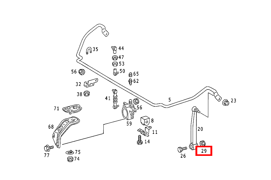 Sechskantmutter STANGE AN FEDERLENKER; M8 B 180 247