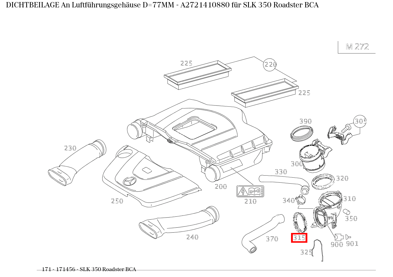 Dichtbeilage An Luftführungsgehäuse D=77MM SLK 350 Roadster BCA 171