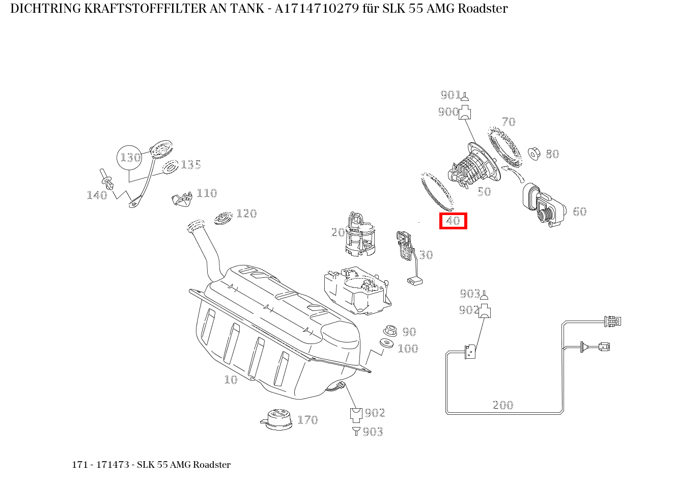 Dichtring KRAFTSTOFFFILTER AN TANK SLK 55 AMG Roadster 171