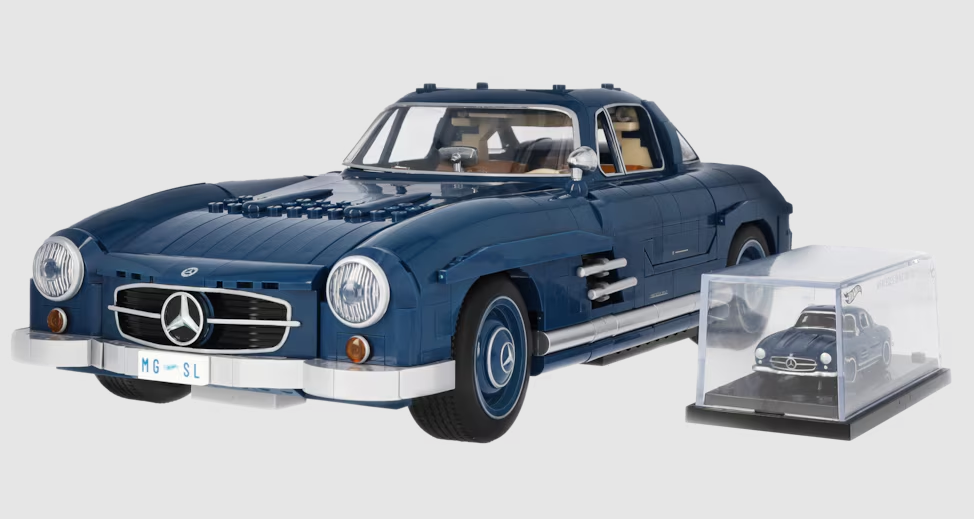 300 SL W 198 (1954-1957), Klemmbaustein Modell blau, Mattel, 1:12