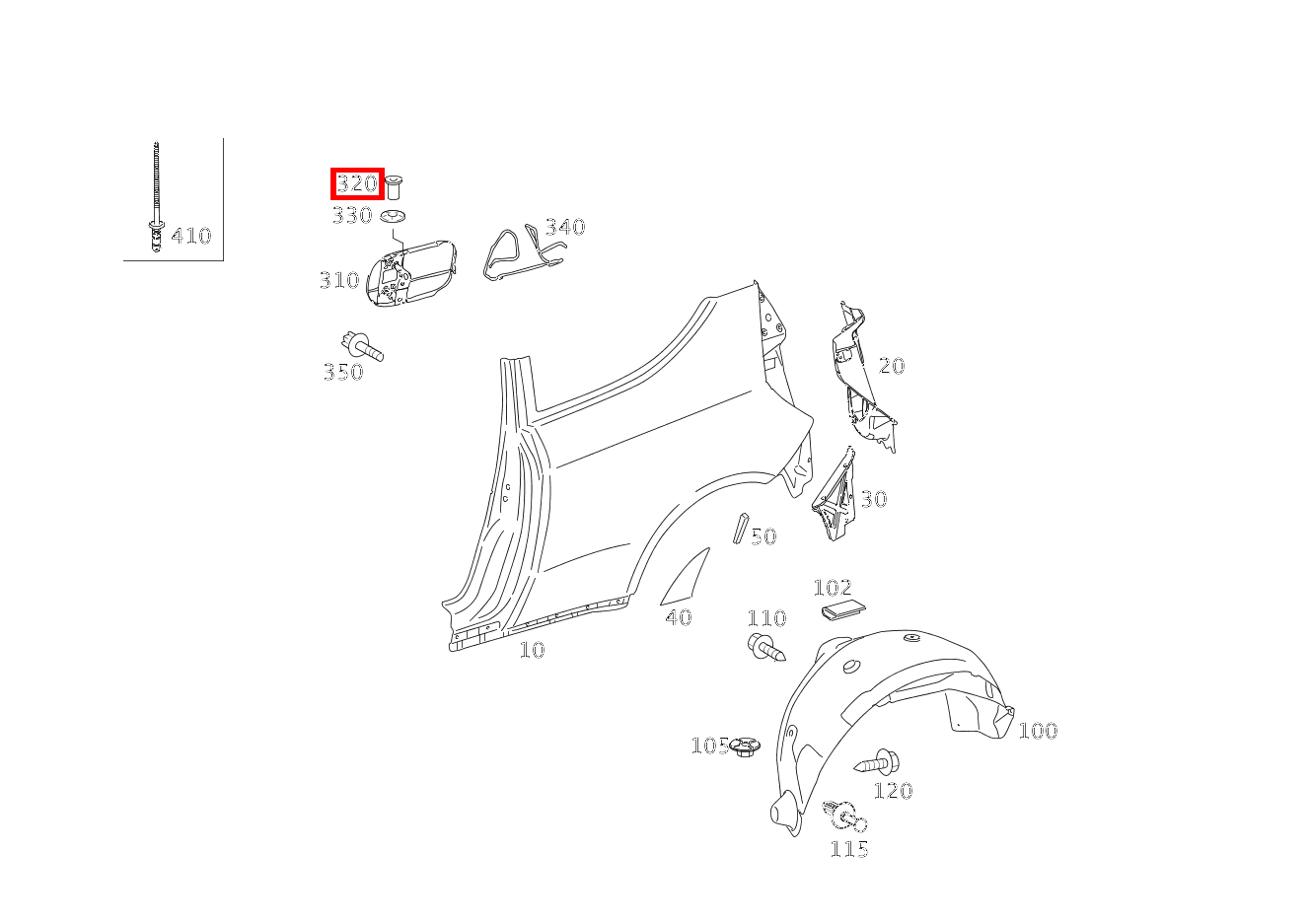 Bolzen TANKKLAPPE A 200 TURBO COUPE 169 Bolzen TANKKLAPPE A 200 TURBO COUPE 169