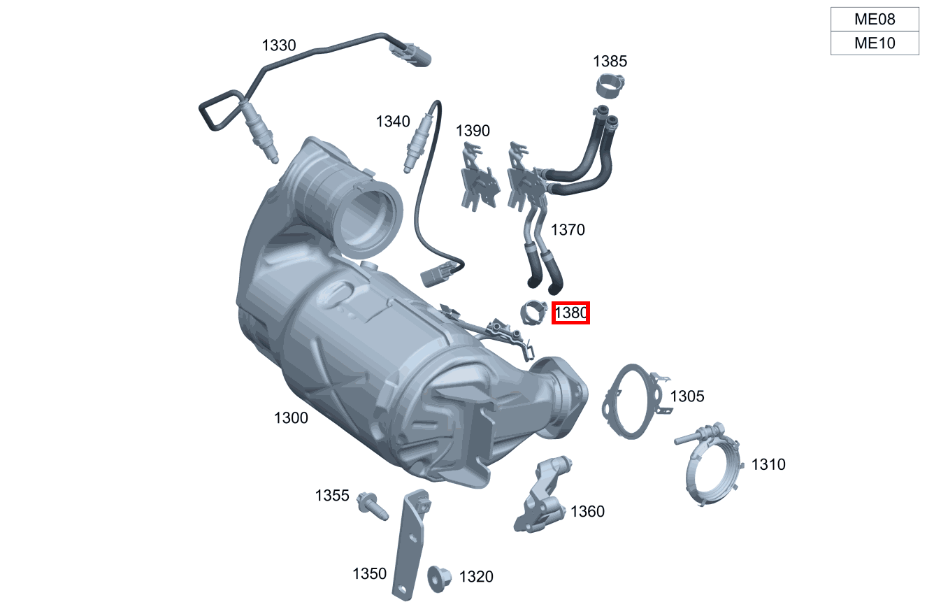 Schlauchschelle Abgasschläuche an Katalysator; 13-14.5 MM GLA 250 e 247