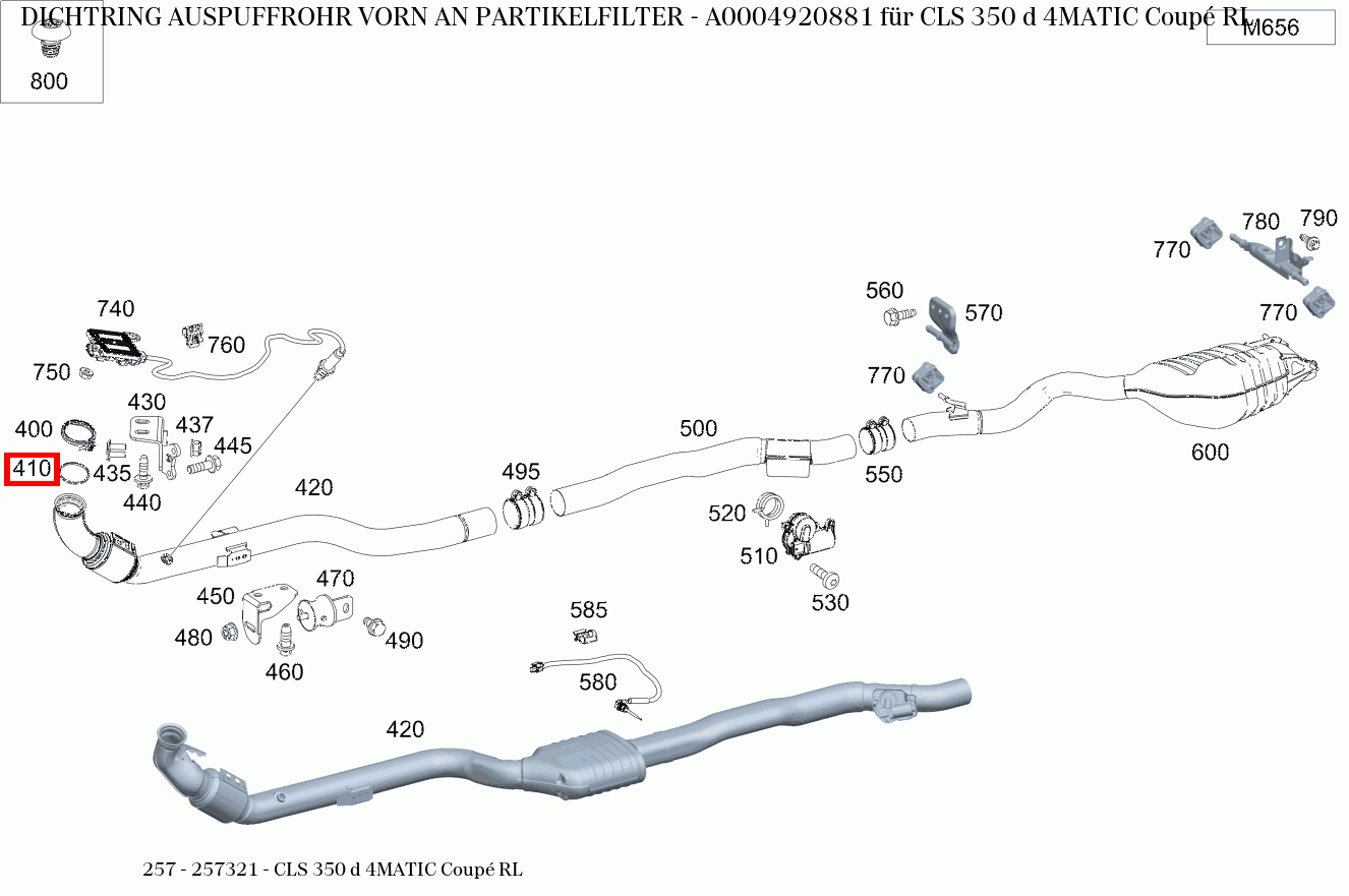 Dichtring AUSPUFFROHR VORN AN PARTIKELFILTER CLS 350 d 4MATIC Coupé RL 257