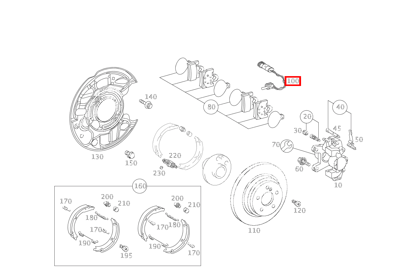 Belagverschleisssensor BREMSBELAGVERSCHLEISSANZEIGE HINTEN SLK 55 AMG Roadster 171