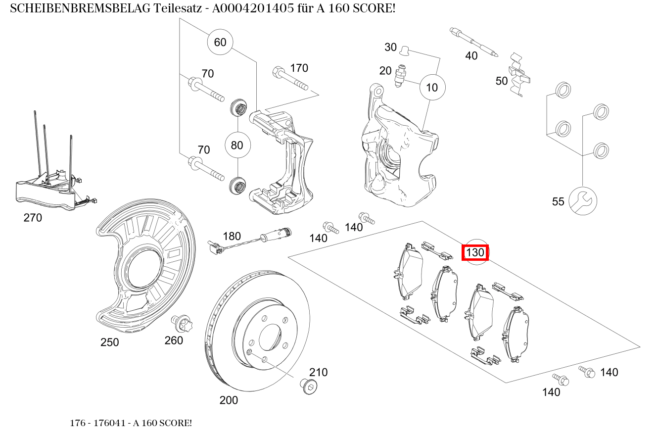 Scheibenbremsbelag Teilesatz A 160 SCORE! 176 Scheibenbremsbelag Teilesatz A 160 SCORE! 176
