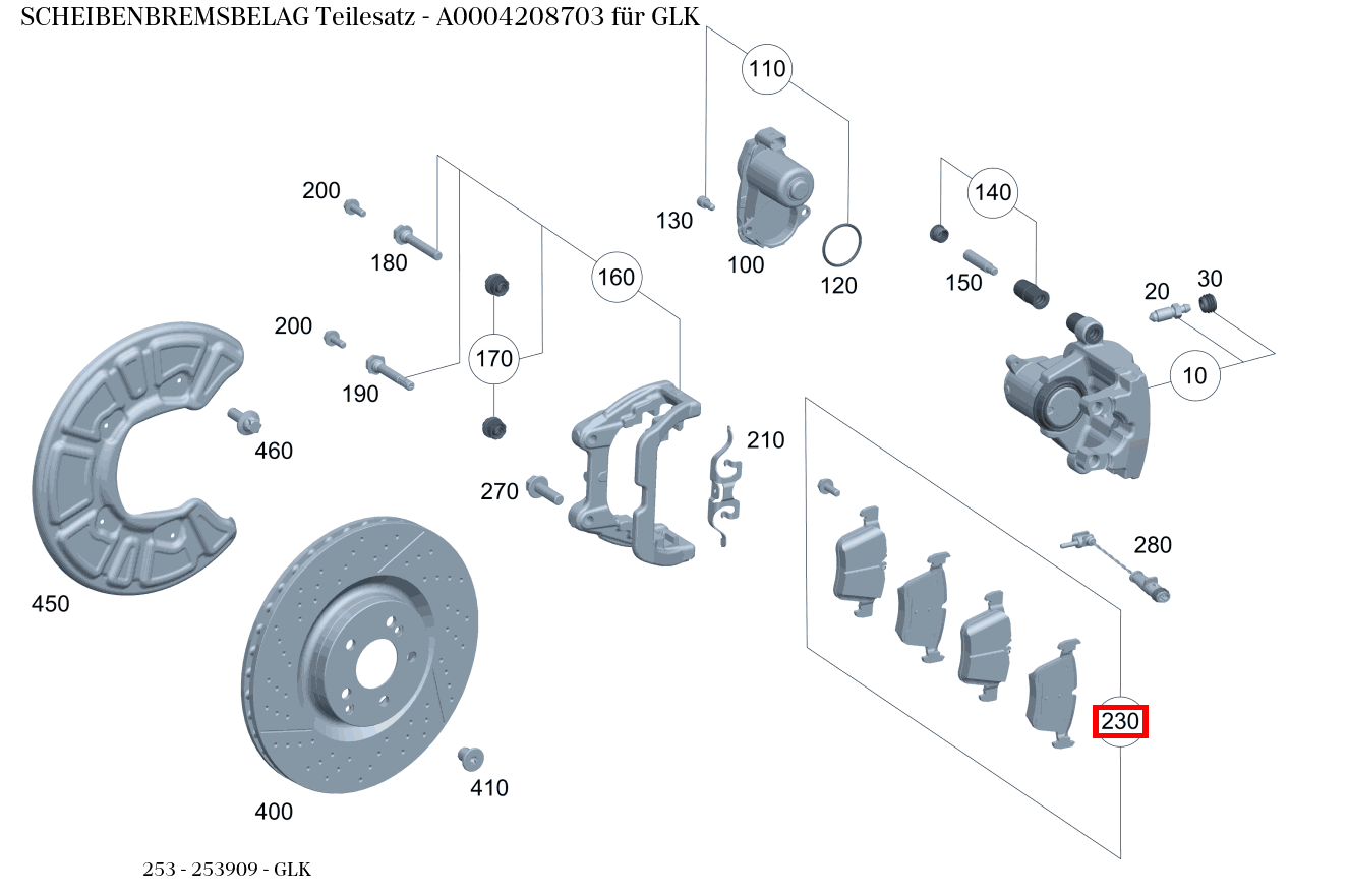 Scheibenbremsbelag Teilesatz GLK 253 Scheibenbremsbelag Teilesatz GLK 253