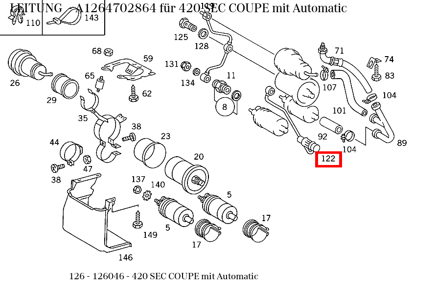 Leitung 420 SEC COUPE mit Automatic 126
