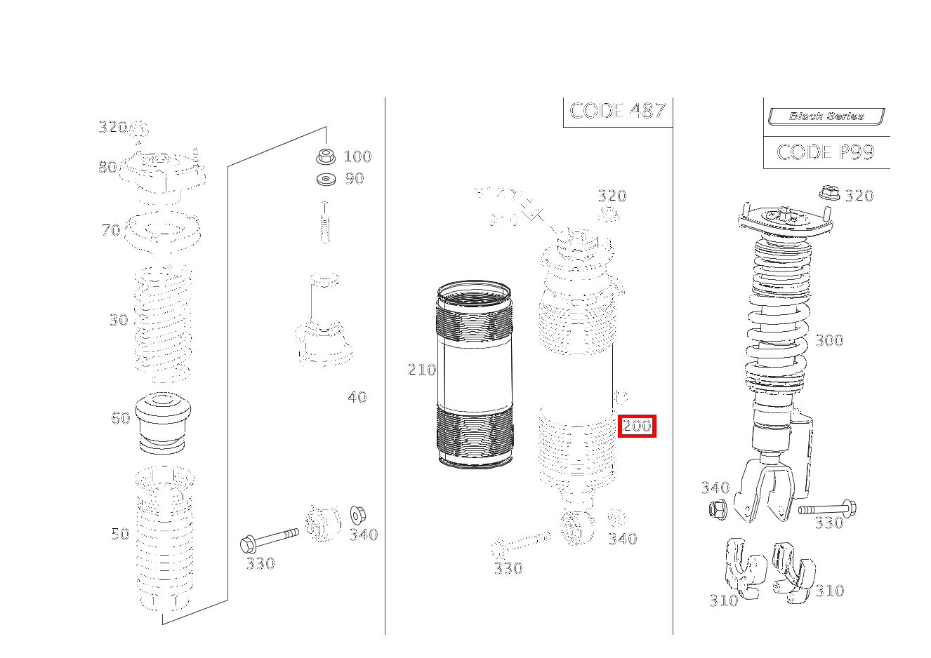 Federbein HINTEN LINKS SL 65 AMG Roadster BCA 230 Federbein HINTEN LINKS SL 65 AMG Roadster BCA 230