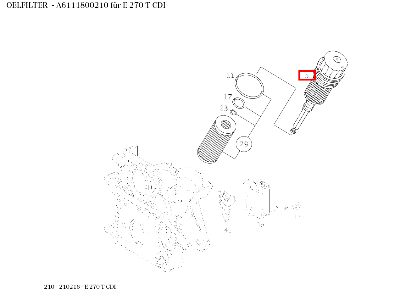 Ölfilter E 270 T CDI 210