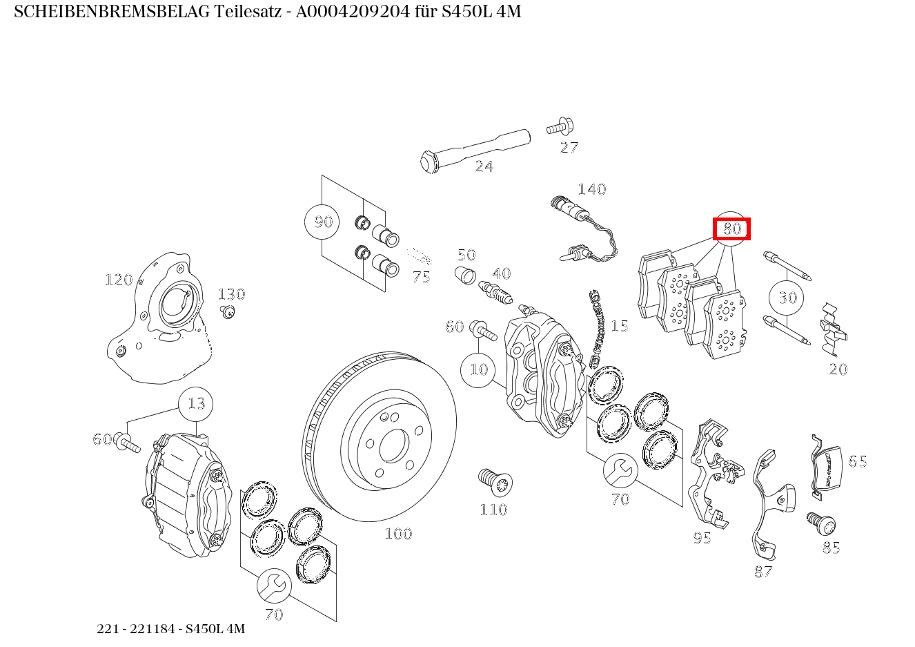 Scheibenbremsbelag Teilesatz S450L 4M 221 Scheibenbremsbelag Teilesatz S450L 4M 221