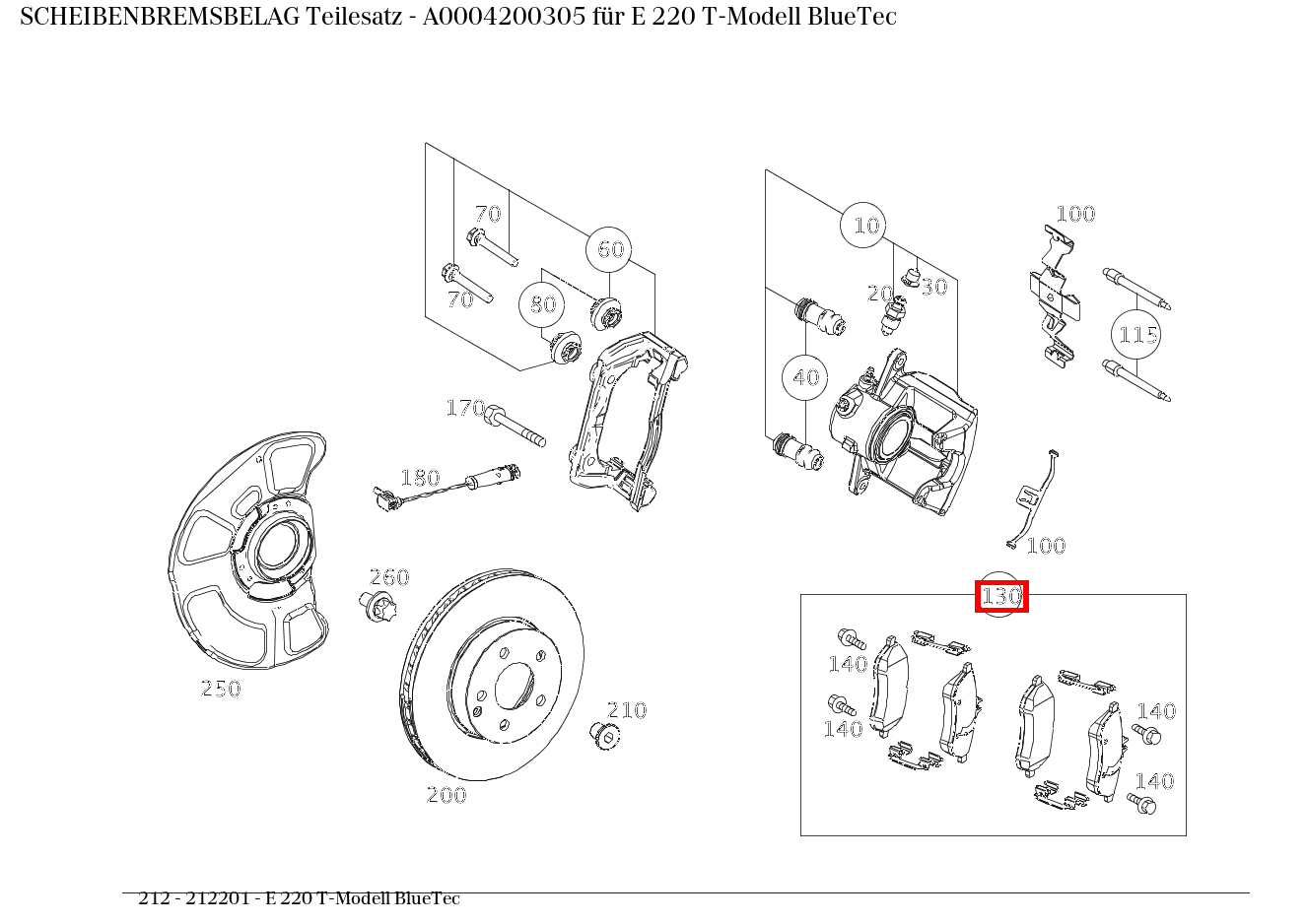 Scheibenbremsbelag Teilesatz E 220 T-Modell BlueTec 212