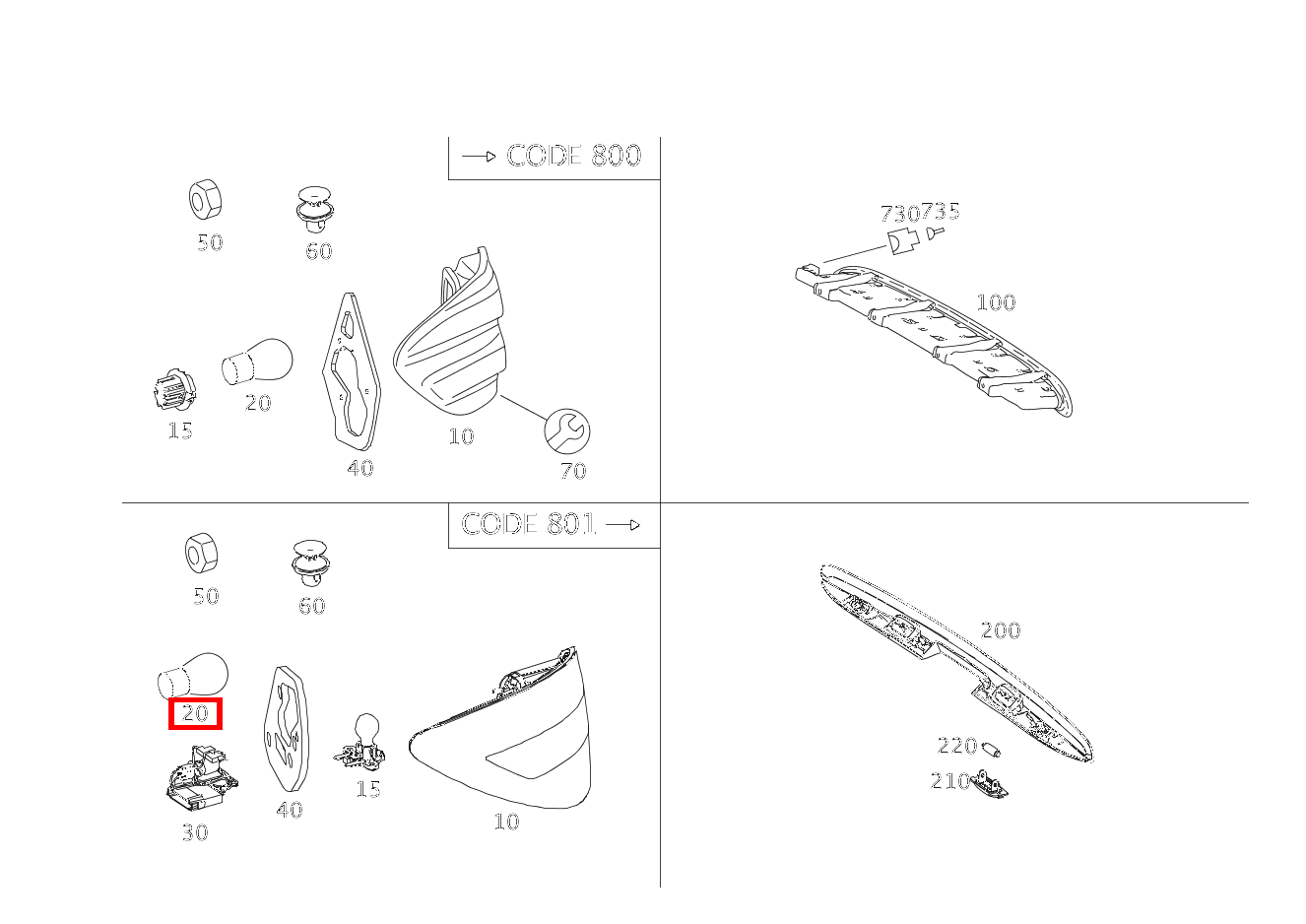 Glühlampe FUER BREMSLICHT, SCHLUSSLICHT UND NEBELSCHLUSSLICHT; 12V-21W R 500/550 L 4MATIC 251
