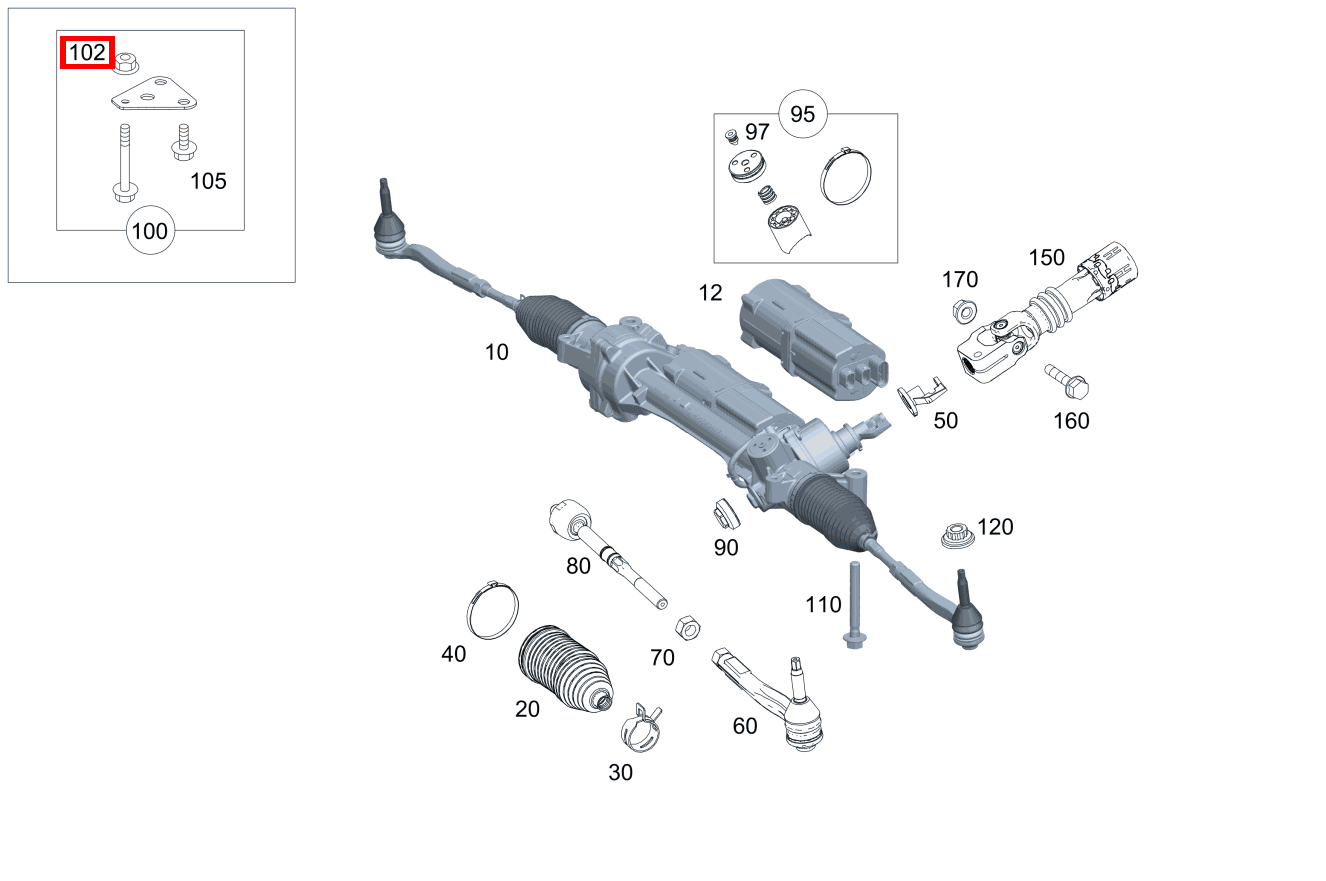 Mutter Befestigung Lenkgetriebe; M12X1.5 Mercedes-AMG C 63 S Cabriolet 205