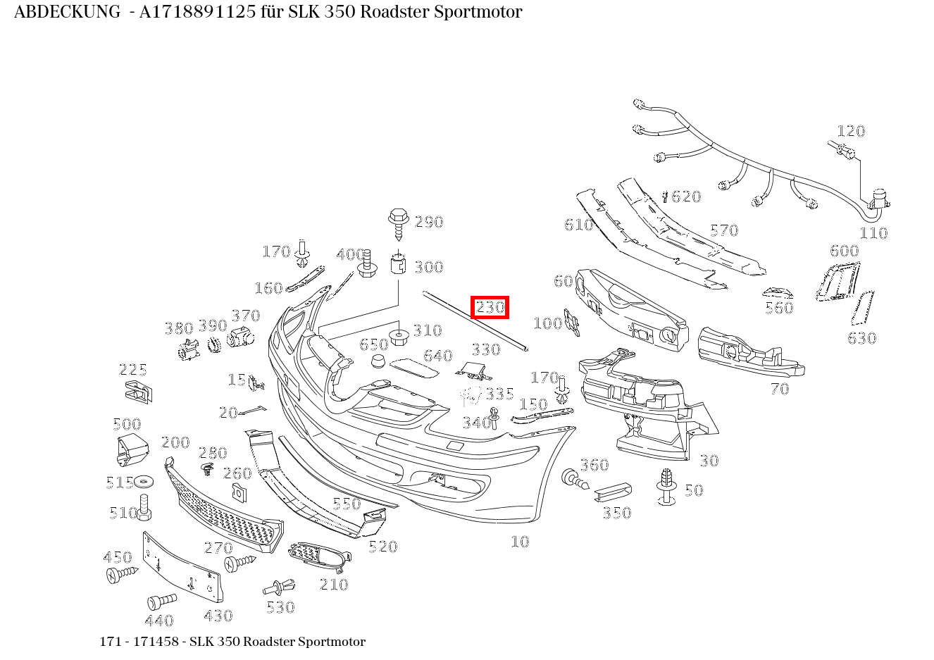 Abdeckung SLK 350 Roadster Sportmotor 171 Abdeckung SLK 350 Roadster Sportmotor 171