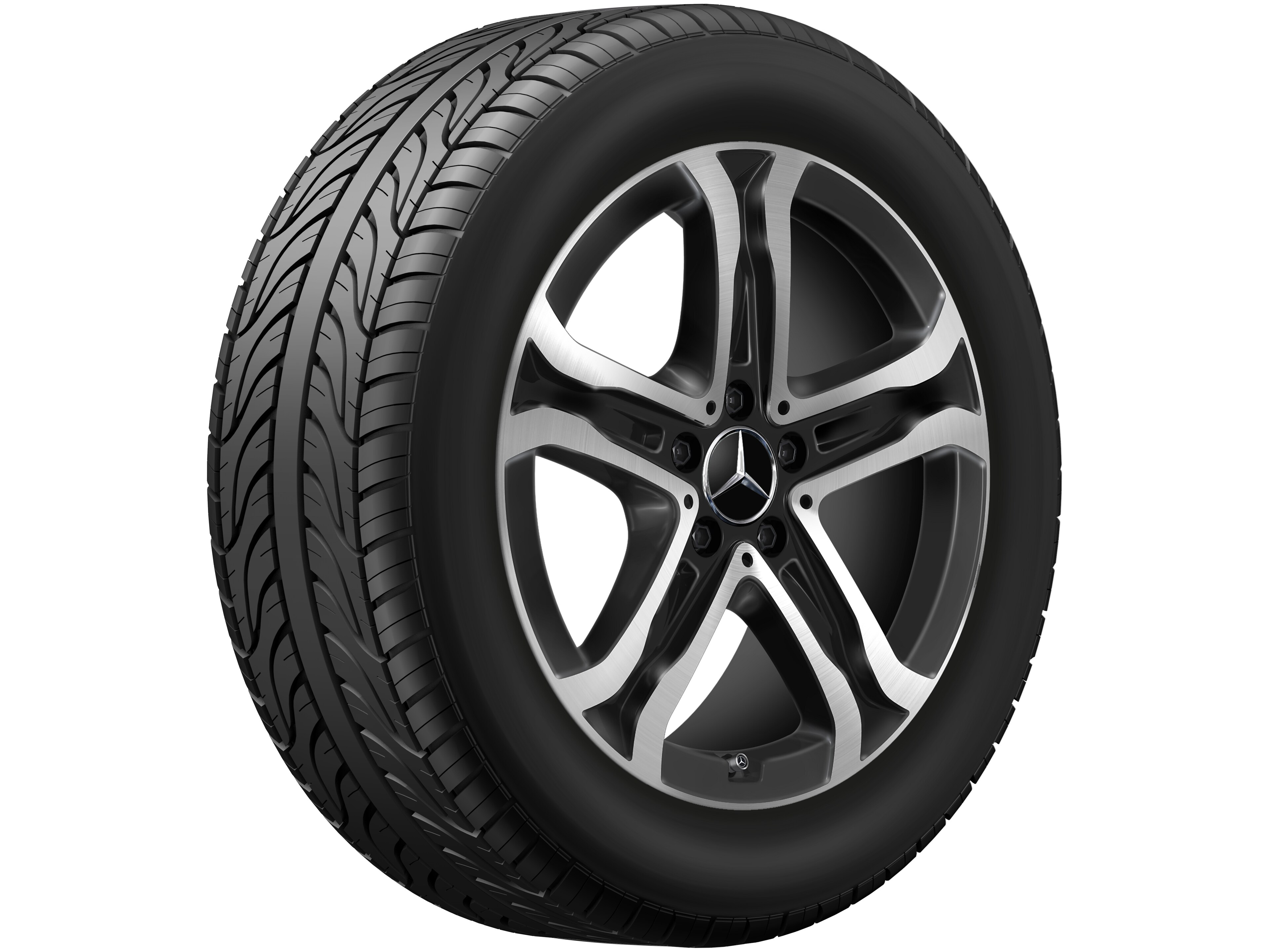 Mercedes-Benz - 5-Speichen-Rad, 18 Zoll, Aero-Optimiert 7,5 J x 18 ET 53,5, schwarz, glanzgedreht