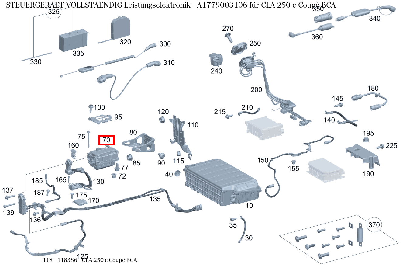 Steuergerät vollständig Leistungselektronik CLA 250 e Coupé BCA 118 Steuergerät vollständig Leistungselektronik CLA 250 e Coupé BCA 118