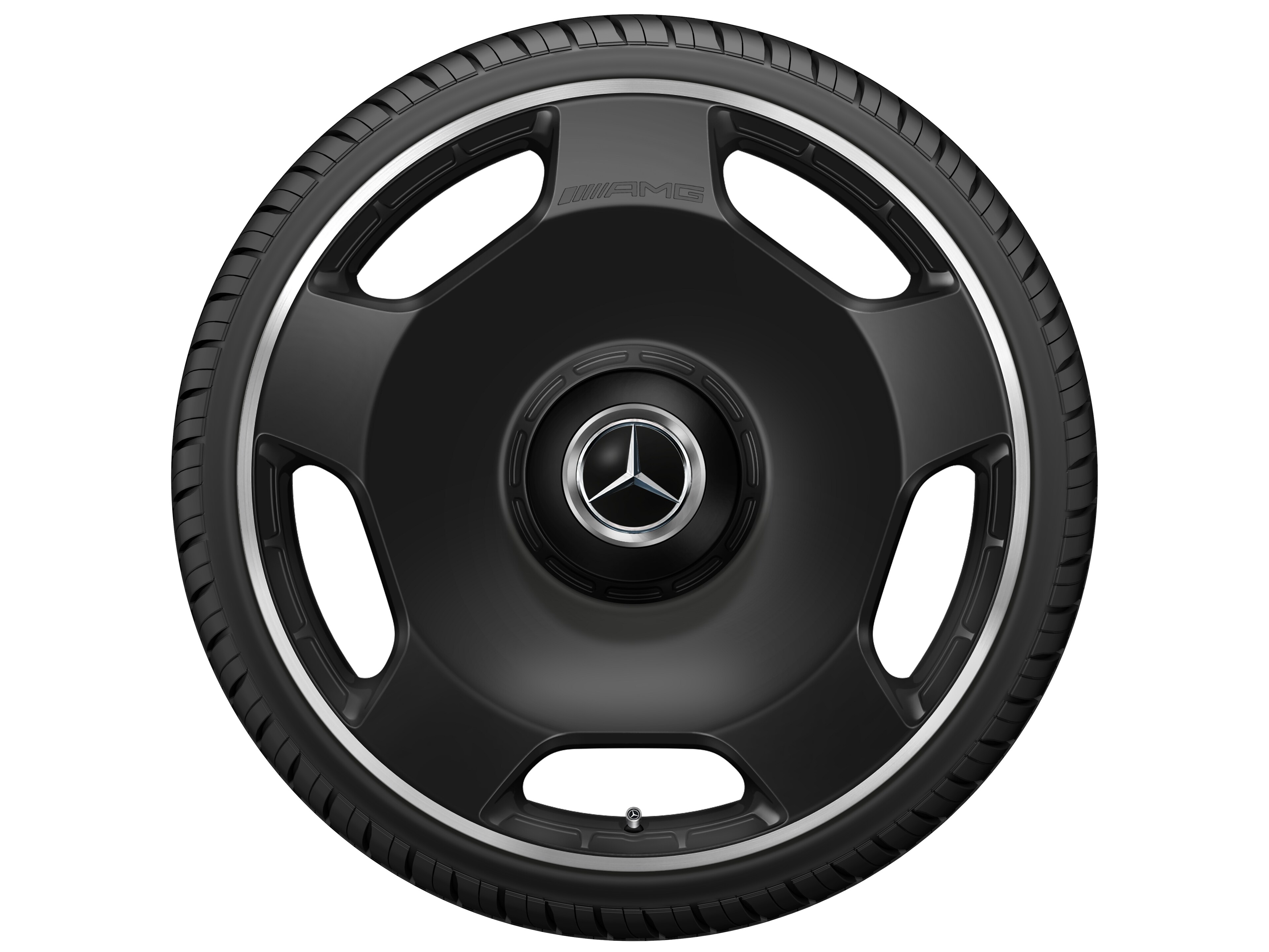 AMG Schmiederad im 5-Loch Design, 58,4 cm (23 Zoll), Felgenhorn glanzgedreht 11,5 J x 23 ET 47, schwarz matt