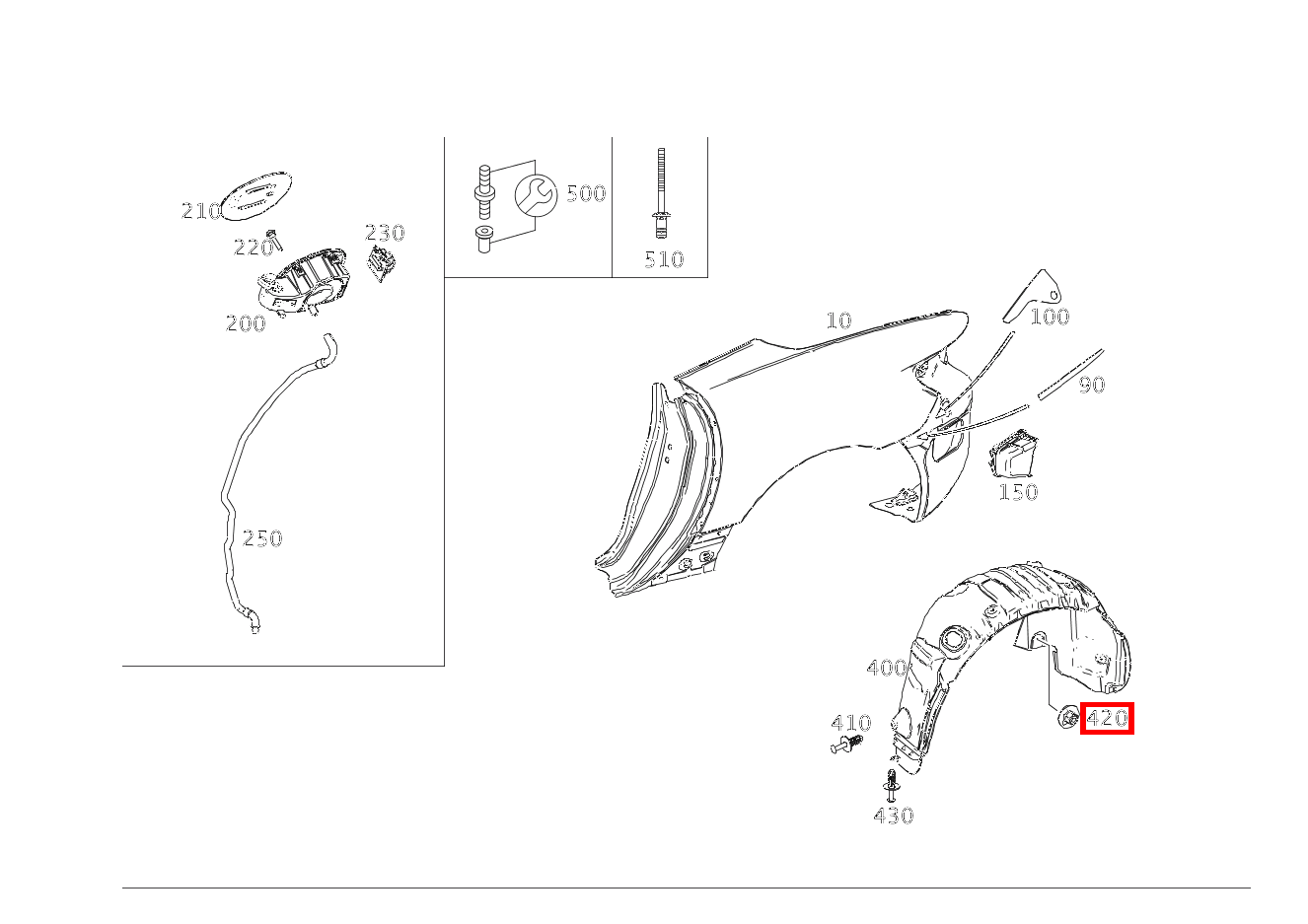 KUNSTSTOFFMUTTER RECHTS SLK55 AMG 172
