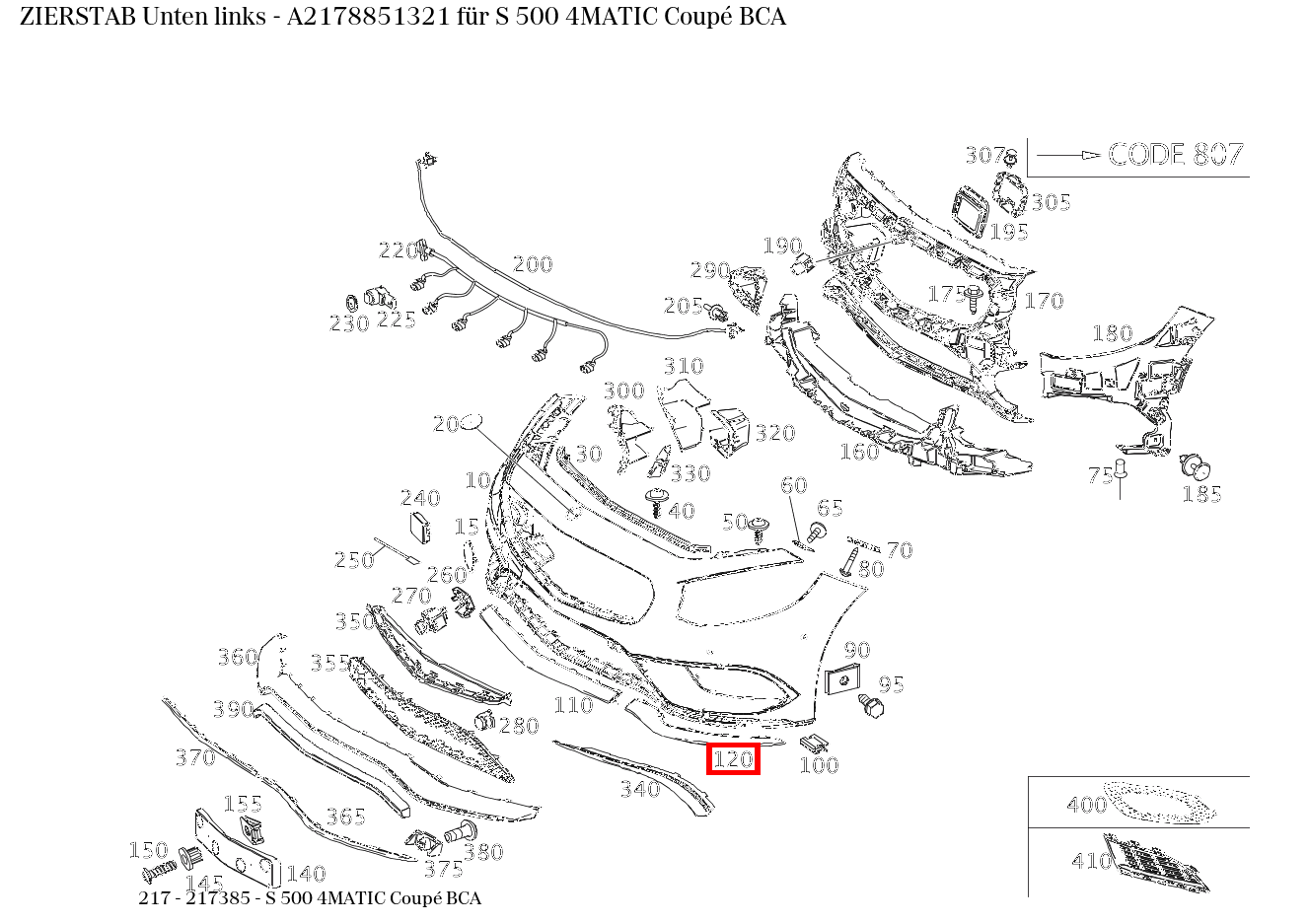 Zierstab Unten links für S-Klasse 217 kaufen 